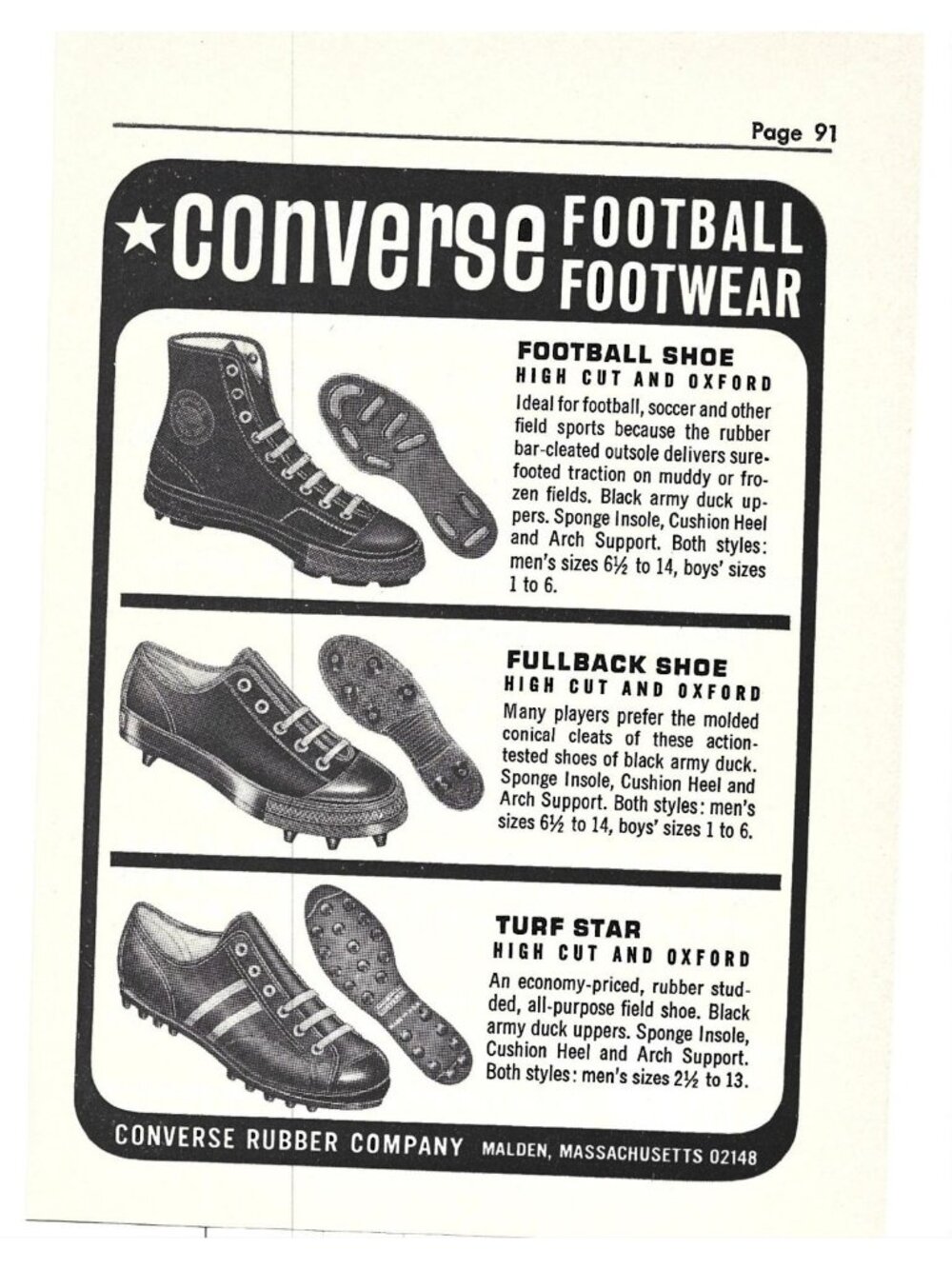 Converse Football Footwear Magazine Advertisement AD Print